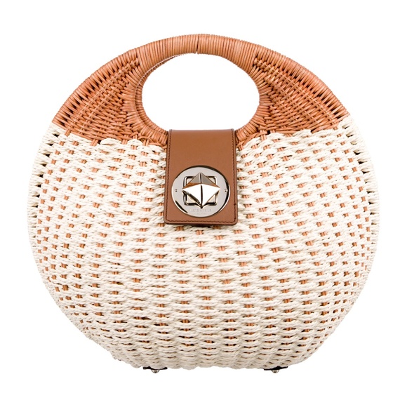 Kate Spade New York "Wicker Park Sheri" Cotton Woven & Wicker Satchel~Very Rare~ - Picture 1 of 6